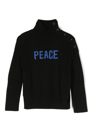 Zadig & Voltaire Kids slogan-embroidered knitted jumper - Black