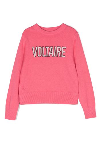 Zadig & Voltaire Kids logo-intarsia wool jumper - Pink