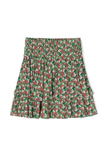 Zadig & Voltaire Kids floral-print tiered skirt - Green