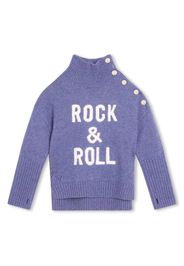 Zadig & Voltaire Kids slogan-print high-neck jumper - Purple