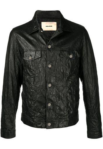 Base crinkle leather jacket