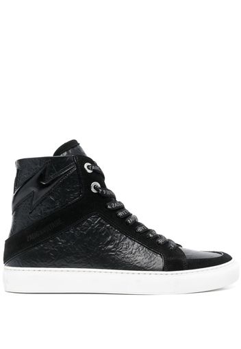 Zadig&Voltaire High Lash crinkled-finish leather sneakers - Black