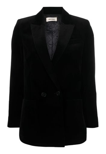 Zadig&Voltaire double-breasted velvet blazer - Black