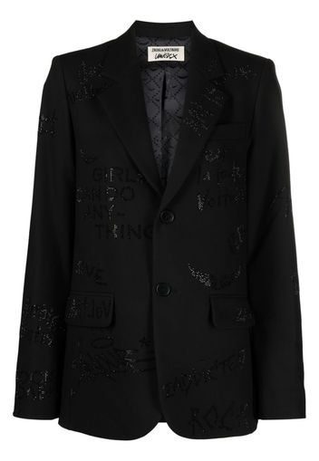 Zadig&Voltaire single-breasted rhinestone blazer - Black