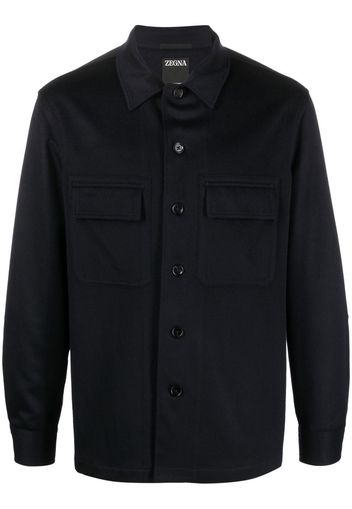 Zegna chest-pocket cashmere overshirt - Blue