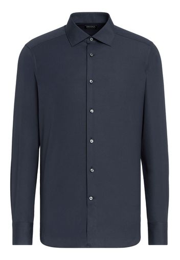 Zegna long-sleeved cotton shirt - Blue