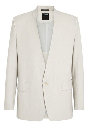 Zegna raw-cut edge single-breasted blazer - Neutrals