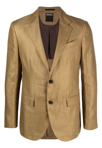 Zegna single-breasted linen blazer - Green