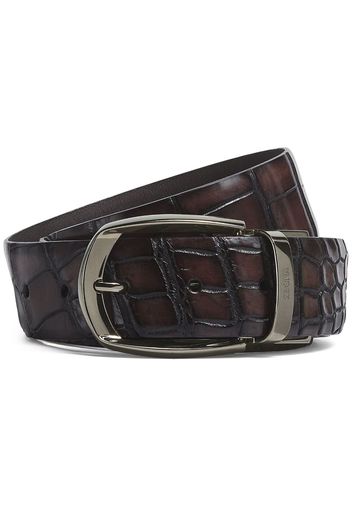 Zegna crocodile-effect leather belt - Brown