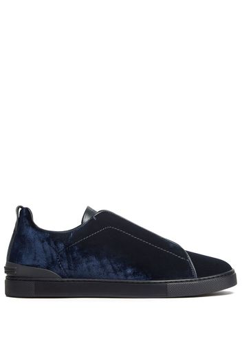 Zegna velvet-effect low-top sneakers - Blue