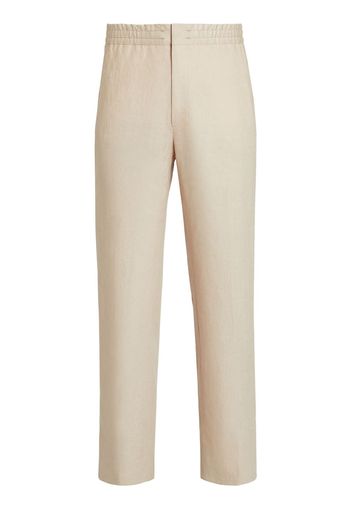 Zegna elasticated-waist linen trousers - Neutrals