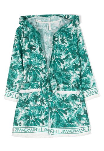 ZIMMERMANN Kids palm-tree print belted cotton dress - Green