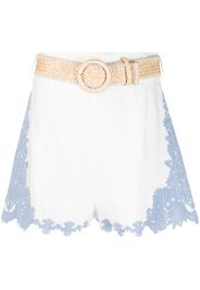 ZIMMERMANN belted embroidered shorts - White