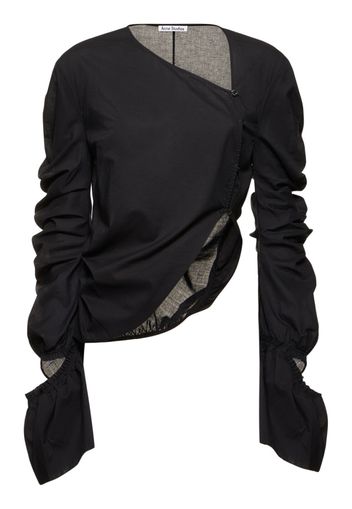 Cotton Poplin Cutout Draped Shirt