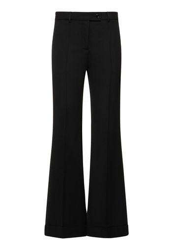 Tailored Wool Blend Crepe Flared Pants