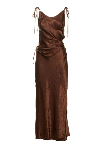 Satin Self-tie Long Dress