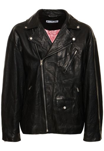 Liker Distressed Leather Jacket