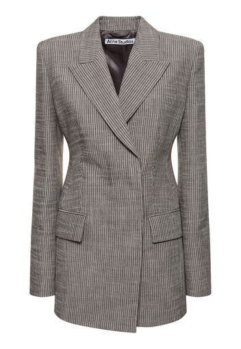 Linen Blend Pinstriped Jacket