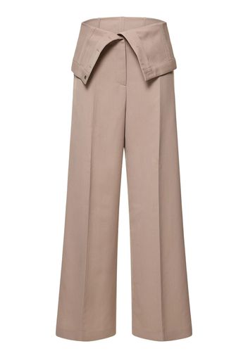 Wool Blend Crepe Wide Pants