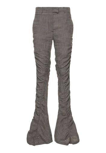 Linen Blend Pinstriped Flared Pants