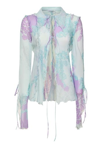 Printed Cotton & Silk Lace-up Shirt