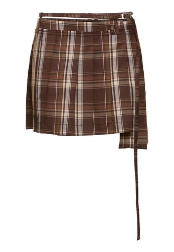 Ipleat Check Wool Blend Mini Skirt