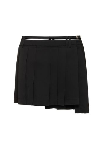 Ipleat Wool Blend Suiting Mini Skirt