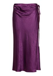 Satin Wraparound Midi Skirt