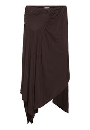 Heart Satin Draped Asymmetric Midi Skirt