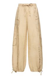 Wide Linen & Cotton Cargo Pants
