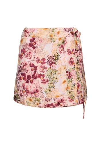 Luna Printed Viscose Mini Wrap Skirt