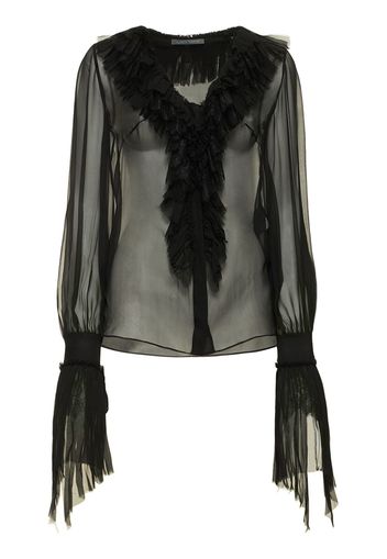 Ruffled Silk Chiffon Shirt