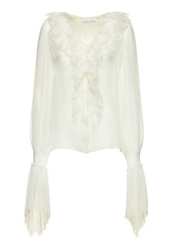 Ruffled Silk Chiffon Shirt