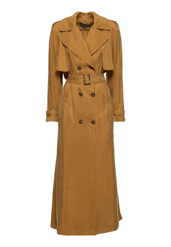 Double Breasted Twill Long Trench Coat