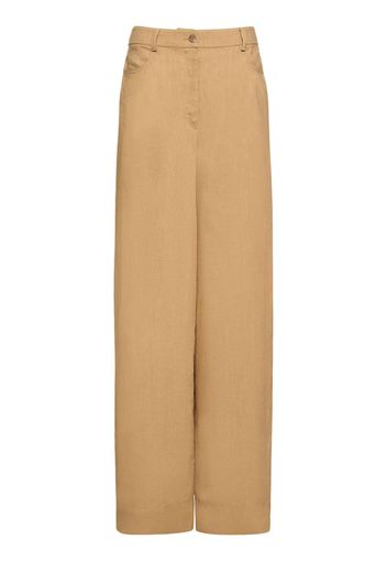 High Rise Linen Blend Wide Pants