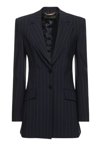 Fitted Pinstriped Wool Jacket