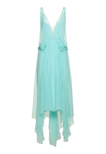 Draped Silk Chiffon Long Dress