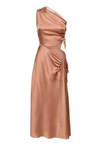 One Shoulder Cut Out Satin Midi Dress