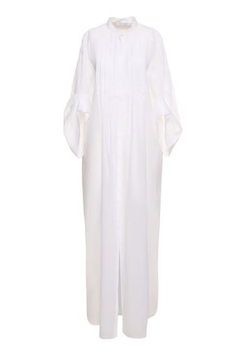 Draped Cotton Organza Long Shirt Dress