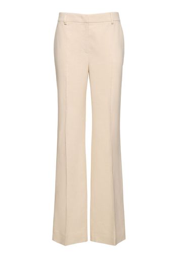 Viscose & Linen Twill Flared Pants