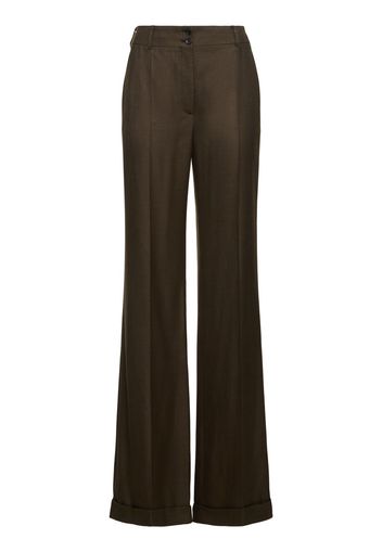 Flared Viscose Twill Pants