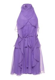 Draped Silk Chiffon Mini Halter Dress