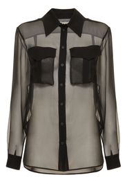 Sheer Silk Chiffon Shirt W/high Pockets