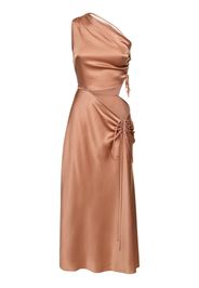 One Shoulder Cut Out Satin Midi Dress