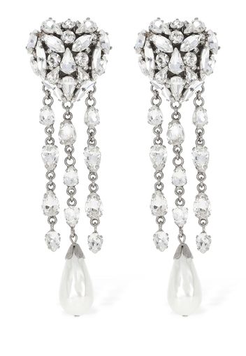 Crystal Heart Earrings W/ Fringes