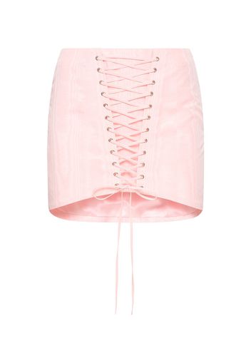 Lace-up Moiré Mini Skirt