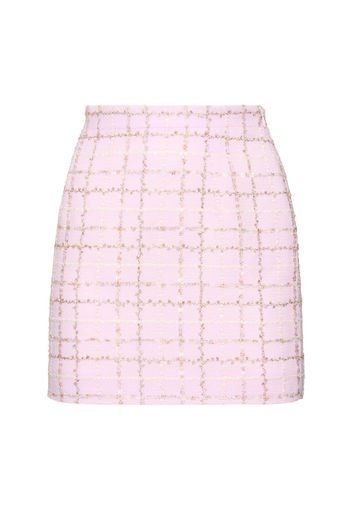 Sequined Checked Tweed Mini Skirt