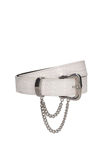 Embossed Leather Belt W/ Chain