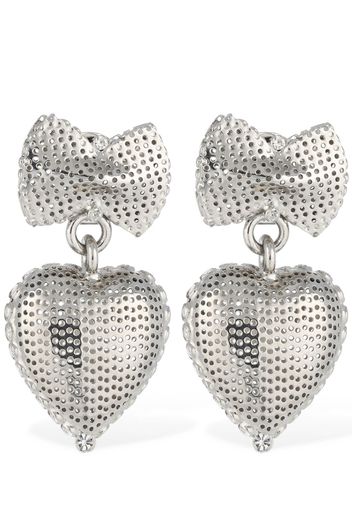 Bow Heart Pendant Earrings