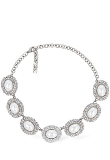 Oval Faux Pearl & Crystal Necklace